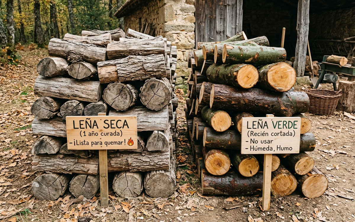 Leña seca o verde: cómo saber si la leña está bien curada